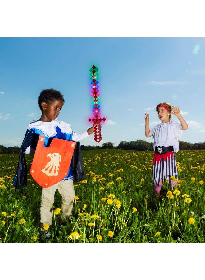 Led Light Up Pixel 8 Bit Toy Sword For Kids Red