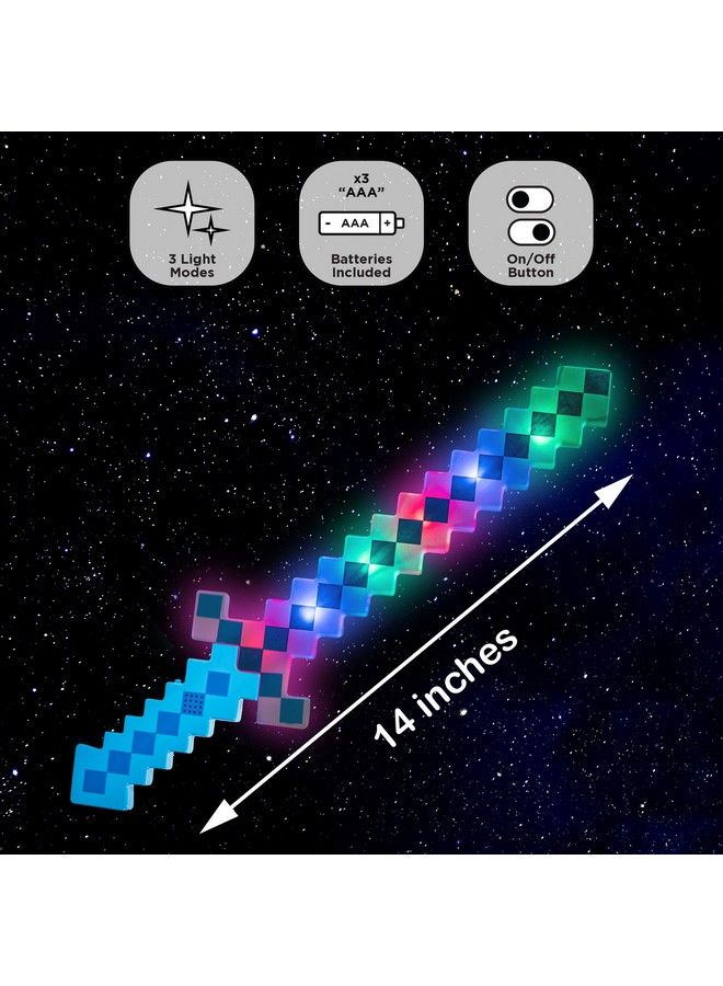 Led Light Up Pixel 8 Bit Toy Sword For Kids Red