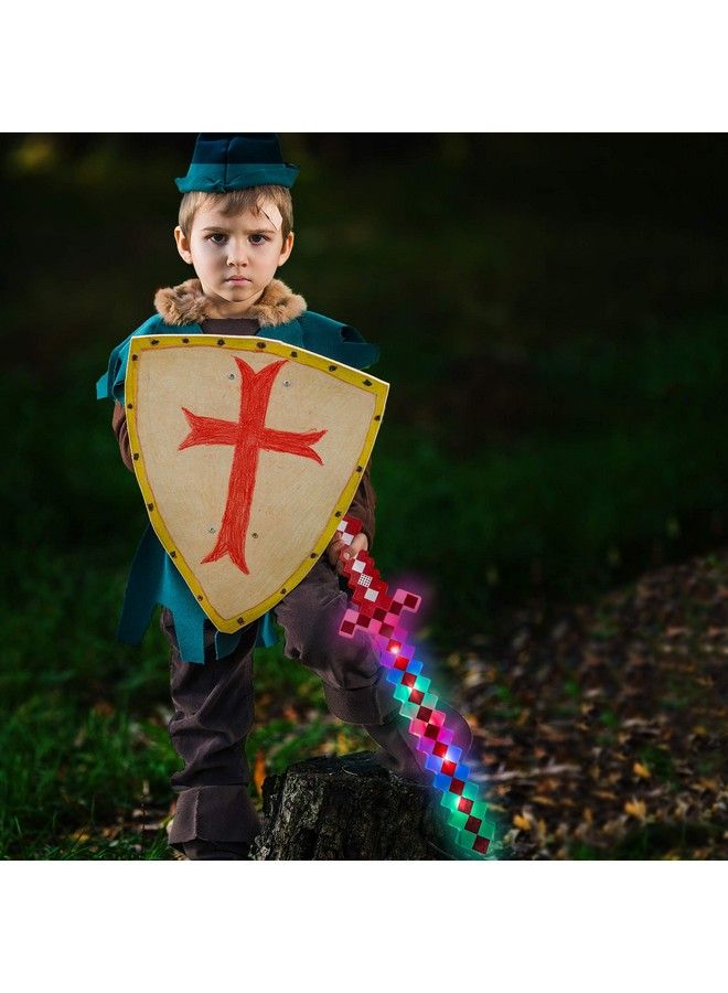 Led Light Up Pixel 8 Bit Toy Sword For Kids Red