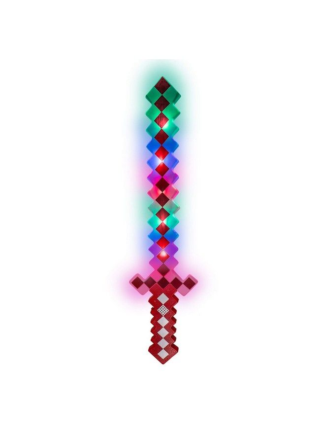 Led Light Up Pixel 8 Bit Toy Sword For Kids Red
