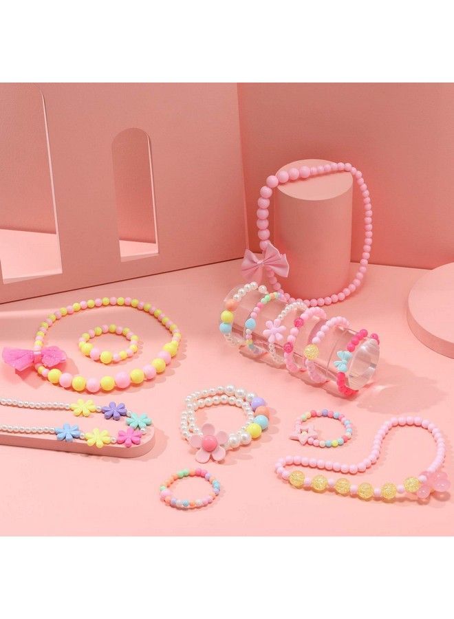 18 Pieces Girl Beaded Necklace Bracelet Colorful Kids Play Jewelry Princess Costume Jewelry Gift Party Favors Dress Up Jewelry For Little Girl Toddler
