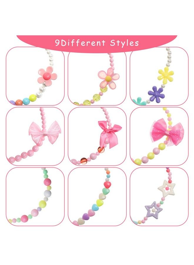 18 Pieces Girl Beaded Necklace Bracelet Colorful Kids Play Jewelry Princess Costume Jewelry Gift Party Favors Dress Up Jewelry For Little Girl Toddler
