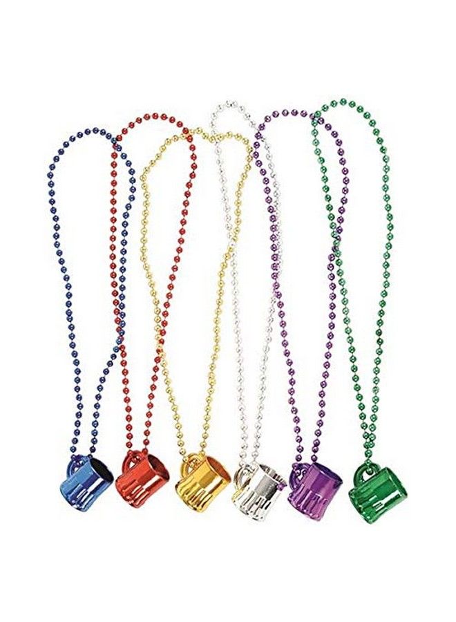 Mardi Gras Mug Shot Glass Beads 12 Necklaces