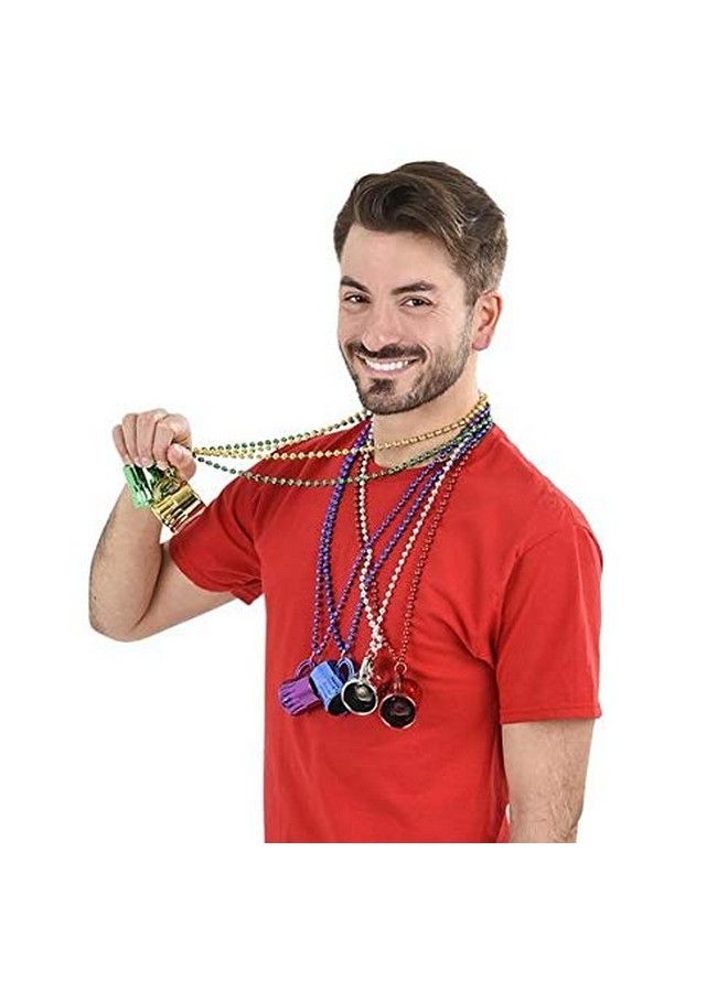 Mardi Gras Mug Shot Glass Beads 12 Necklaces