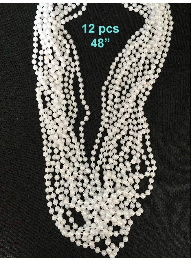 ⓡ 12 Pcs White Pearl Bead Necklaces Flapper Beads Party Accessory Party Favor