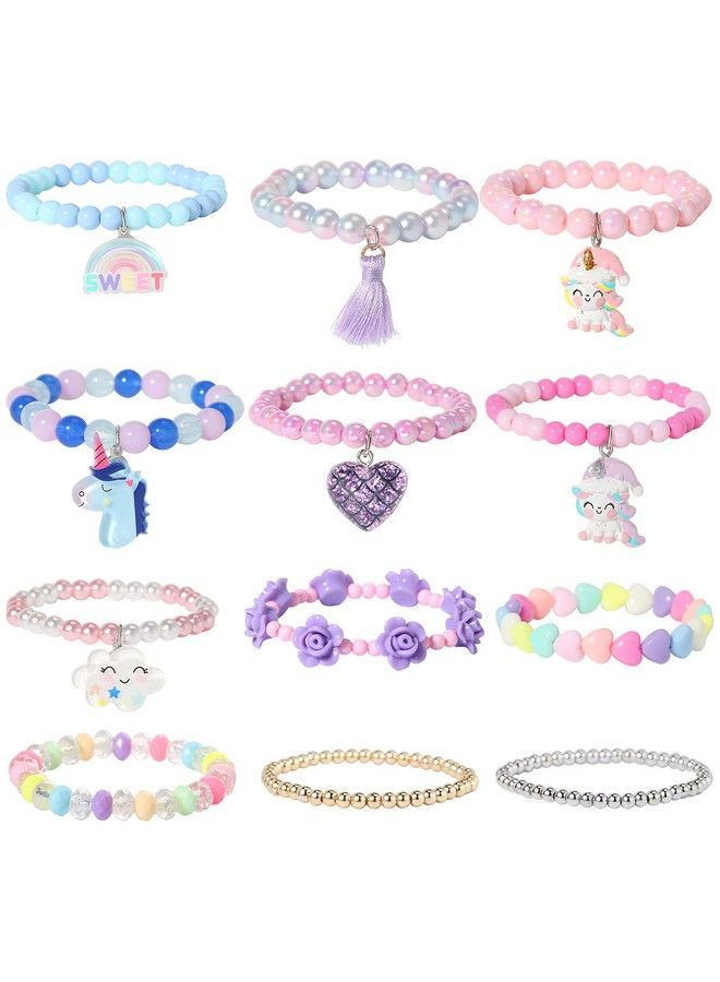 Bracelets For Girl Kids 12Pc Jewelry For Little Girl Unicorn Friendship Bracelets Unicorn Flower Pink Sheep Bracelets Baby Girl Teen Bracelet Princess Party Favors