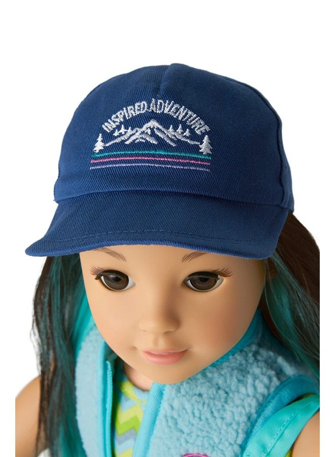 2022 Girl Of The Year Corinne’S Camping Accessories For 18 Inch Dolls Includes A Bright Blue Backpack A Dark Blue Baseball Cap And A Trail Guide