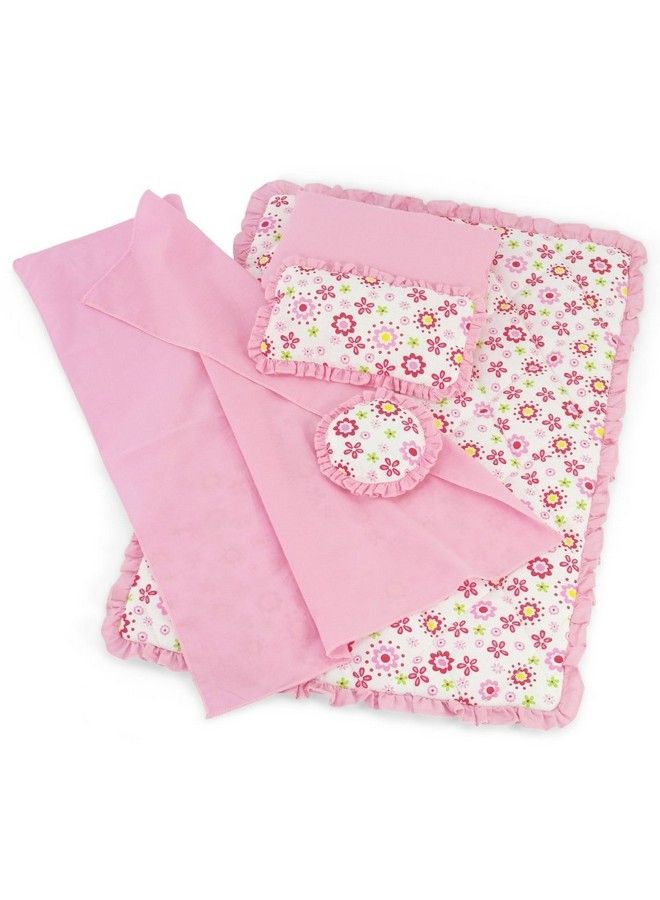 18 Inch Doll Accessories ; 18 In Doll 5 Pc Spring Bedding Gift Set Reversible Floral Print ; Fits Most 14 18