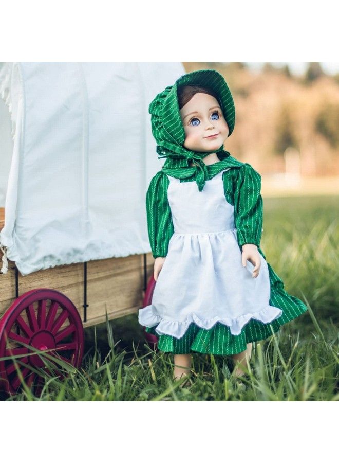 18 Inch Doll Clothes Little House On The Prairie Dress Outfit Authentic 1880'S Design Calico Dress & Bonnet With White Apron Compatible For Use With American Girl Dolls