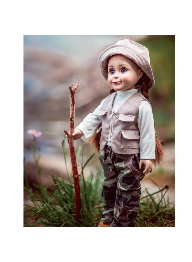18 Inch Doll Clothes & Accessories 4 Pc Fishing Outfit With Pants Hat Vest & Shirt Compatible For Use With American Girl Dolls Doll Not Included