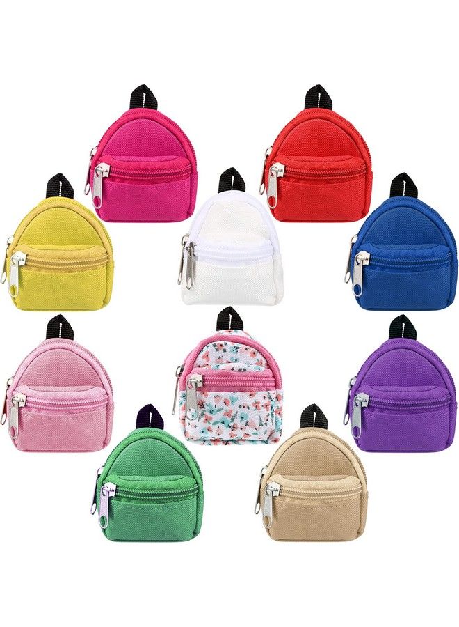 10 Pieces Doll Backpacks Doll Bags Mini Zipper Doll Backpacks Cute School Bags Doll Accessories Toy Supplies For Doll Play Sets