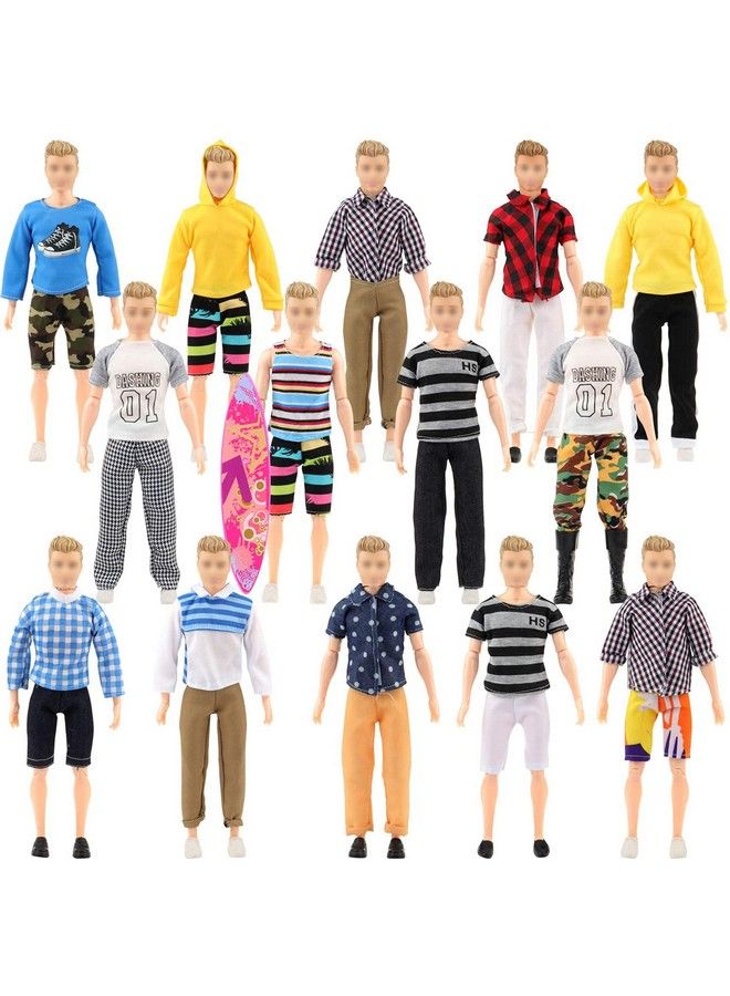 27 Pieces Kens Clothes And Accessories For 12 Inch Boy Doll Include 12 Sets Doll Clothes/Casual Clothes/Career Wear Clothes/Jacket Pants Outfits 4 Pairs Shoes And Surfboard