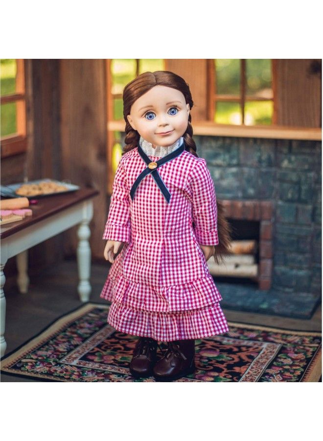 18 Inch Doll Clothes Little House On The Prairie Authentic Laura Ingalls Red Check Dress Outfit Compatible For Use With American Girl Dolls