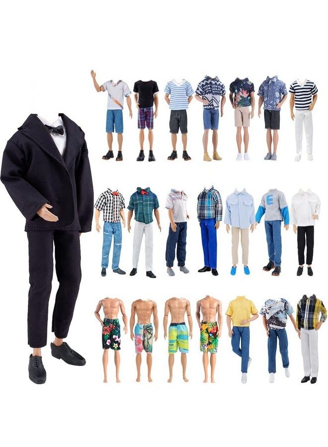 10 Item Fantastic Pack = 5 Sets Fashion Casual Wear Clothes Outfit +5 Pairs Shoes For Boy Doll Random Style (Casual Wear Clothes + Black Suit + Swimwear)