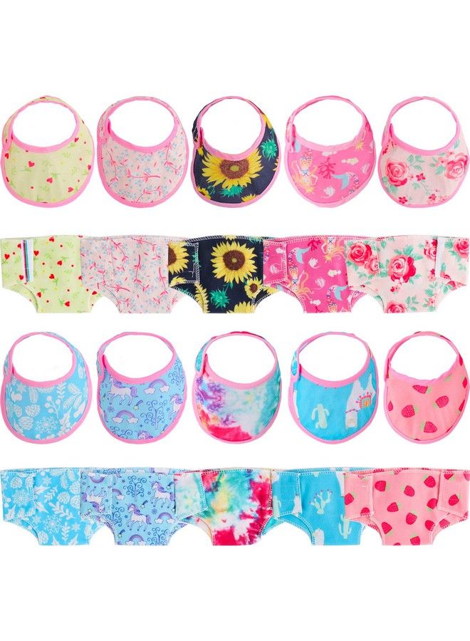 20 Pieces Doll Diapers Doll Underwear Doll Bibs Doll Accessories For 14 18 Inch Baby Dolls And American Doll