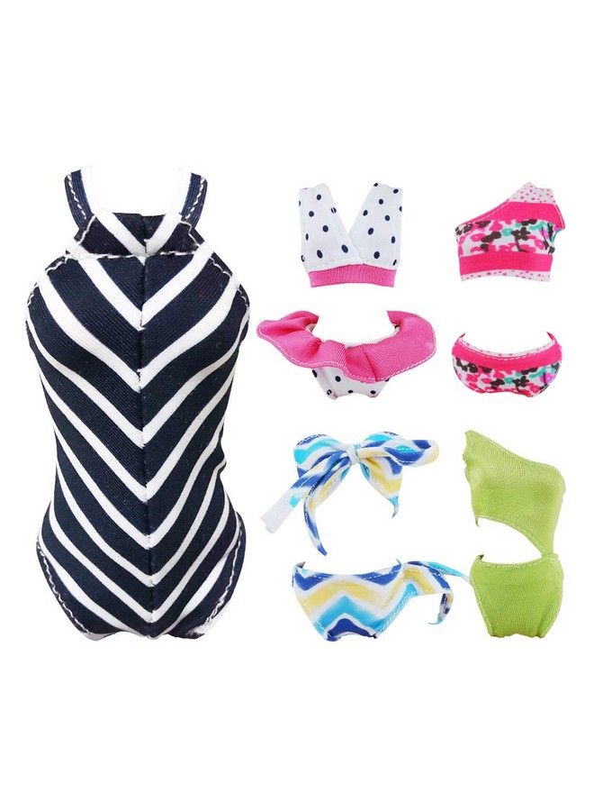 10Pcs =5 Sets Beach Bikini Swimsuit Bathing Doll Clothes One Piece Swimwear With 5 Pairs Shoes For 11.5 Inch Girl Dolls (Style A)