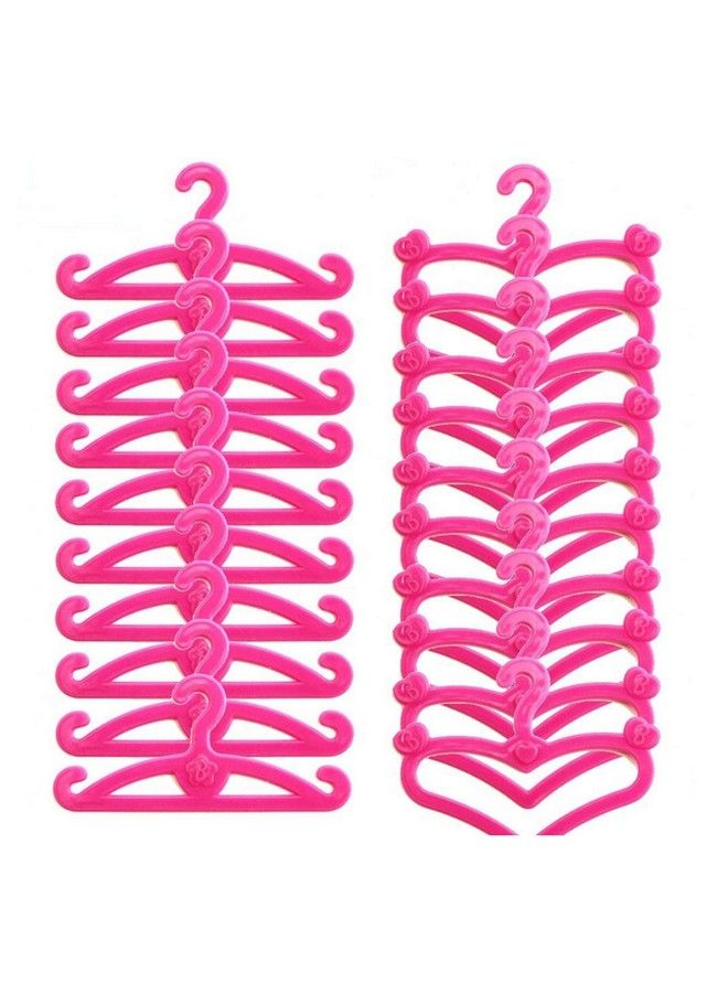 60 Pcs Pink Plastic Little Hangers For Girl Doll Dress Clothes Gown Doll Clothes Accessories
