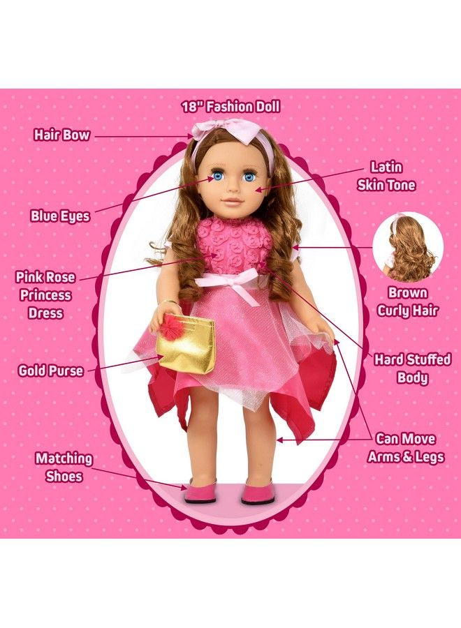 18 Inch Girl Doll Fashion Doll With Fine Hair For Styling Clothes Pink Shoes And Accessories Princess Doll For Girls And Kids