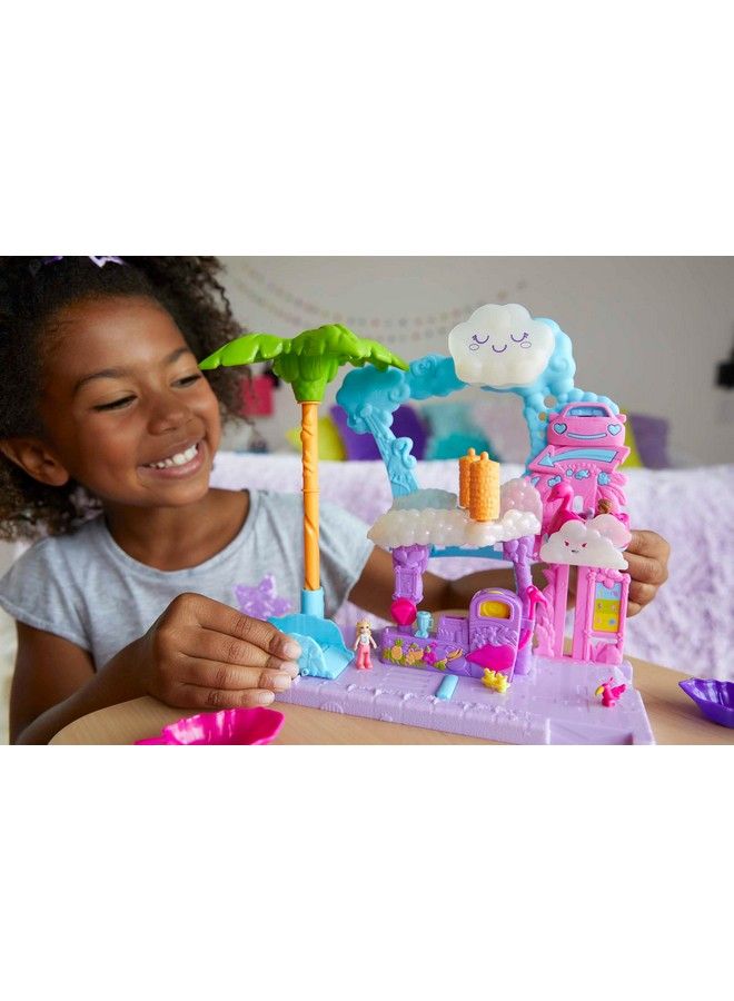 Playset 2 Micro Dolls With Toy Car Water Play & Color Change Accessories Pollyville Flamingo Fun Car Wash