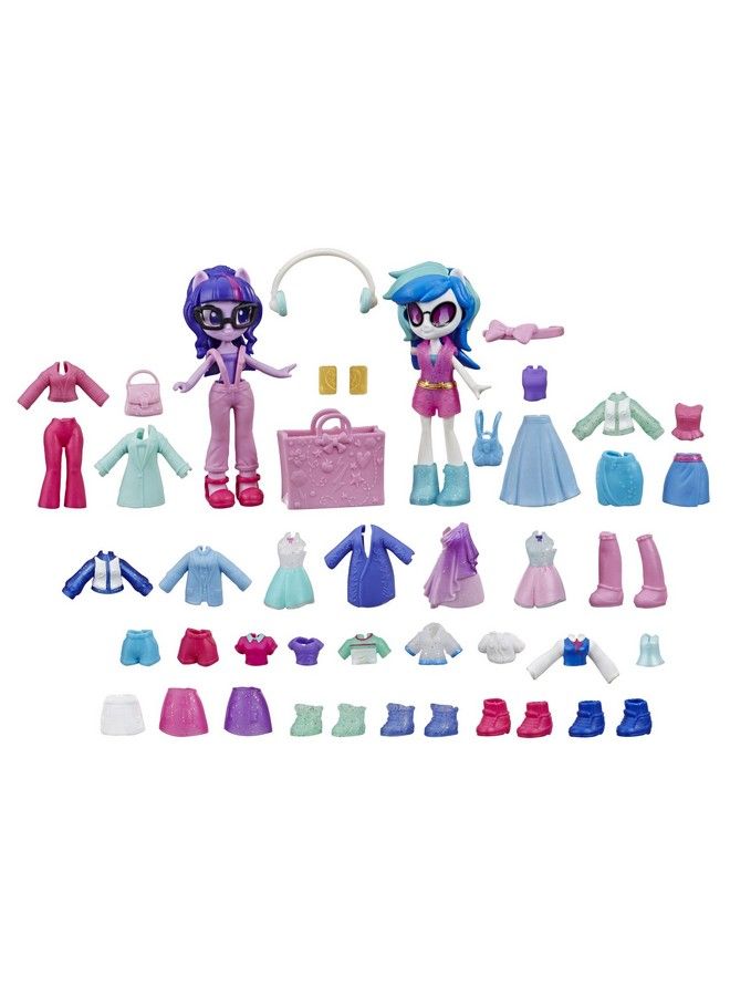 Equestria Girls Fashion Squad Twilight Sparkle And Dj Pon 3 Mini Doll Set Toy With Over 40 Fashion Accessories