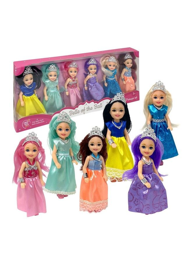 Little Dolls Set With Mini Princess Dolls For Girls Princess Toy Dolls For Dollhouse Small Doll Mini Princess Figures With Tiaras Hair Accessories Tiny 5.5” Miniature Mini Dolls Set Of 6