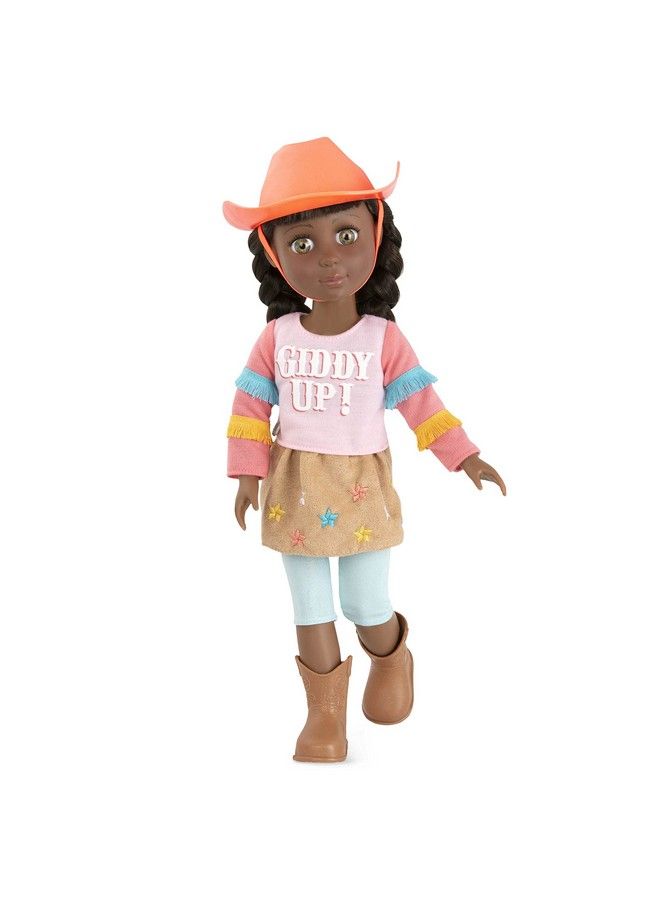 Jolie14 Inch Poseable Equestrian Doll Brown Hair & Green Eyes Horseback Riding Outfit Cowgirl Hat And Boots Toys Clothes And Accessories For Kids Ages 3+