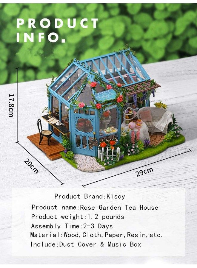 Romantic And Cute Dollhouse Miniature Diy House Kit Creative Room Perfect Diy Gift For Friends Lovers And Families (Rose Garden Tea House)