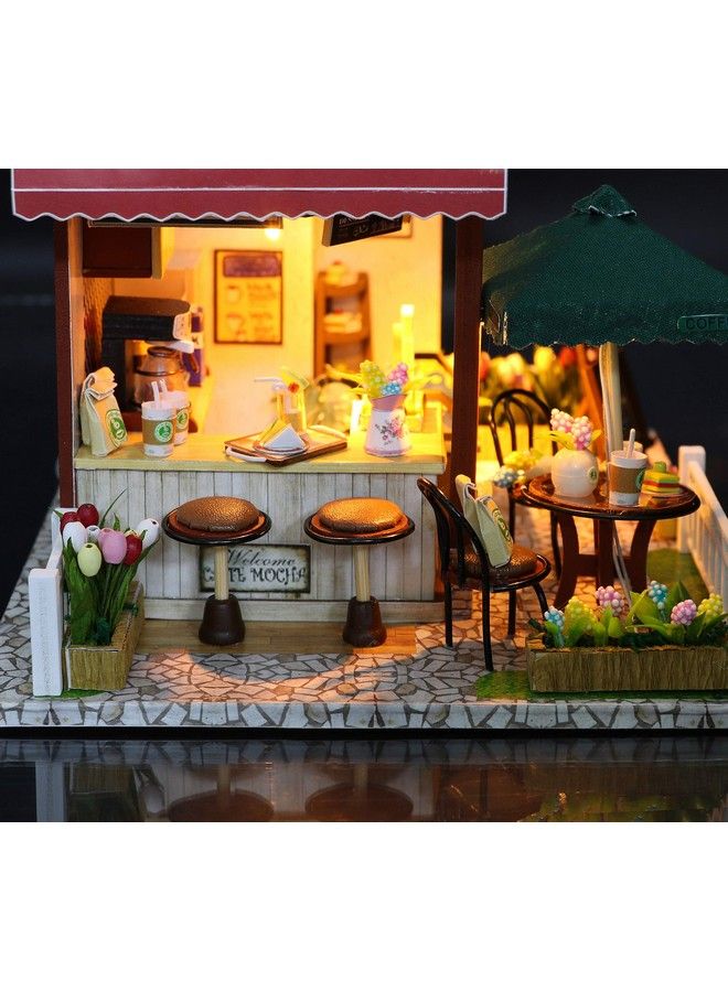 Dollhouse Miniature Diy House Kit Creative Room With Furniture For Romantic Valentine'S Gift (Time Cafe)