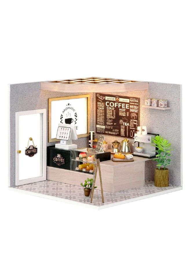 Dollhouse Miniature Diy House Kit Creative Room With Furniture For Romantic Valentine'S Gift (Leisurely Coffee Shop)