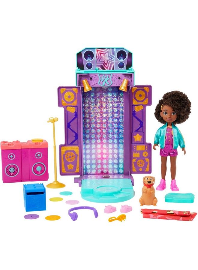 Karma'S World Toy Playset With Doll & Accessories Musical Star Stage With Lights & Sounds Transforms From Bed To Stage