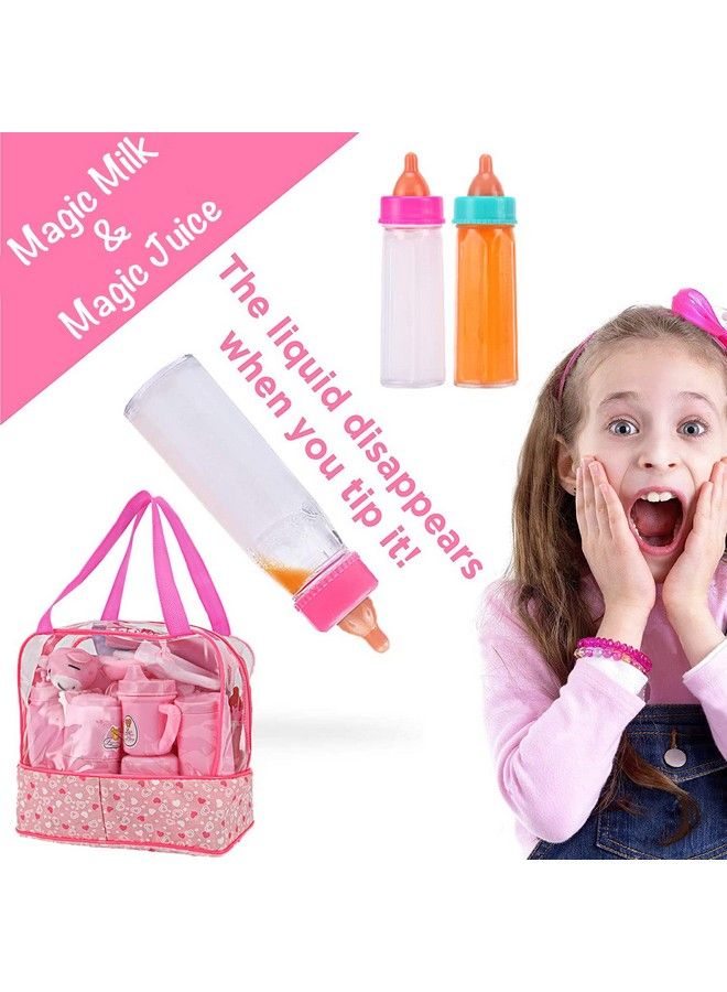 28 Pcs Baby Doll Accessories Complte Car Set Doll Feeding Pretend Playset For Kids Girls With Magic Milk Bottles In A Storage Bag