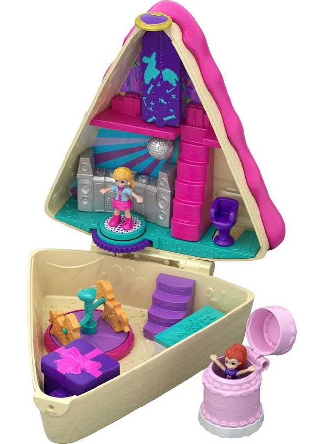 Playset Travel Toy With 2 Micro Dolls & 3 Accessories Pocket World Birthday Cake Bash Compact