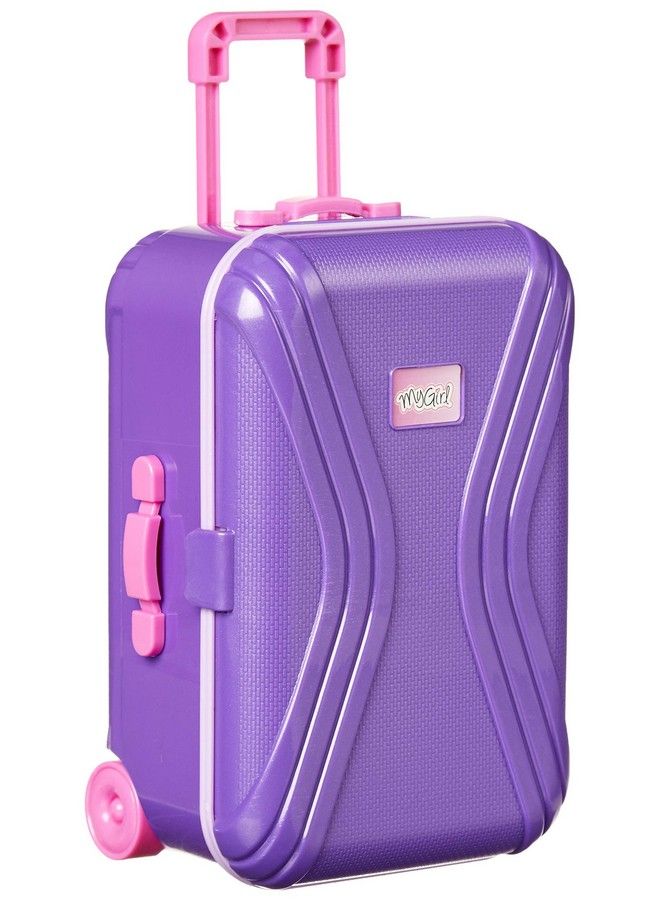 18” Doll Travel Carry On Suitcase Luggage 7 Piece Set Includes Travel Gear Accessories Photo Camera Sunglasses And Passport Pretend Play Toys For Kids Doll Is Not Included