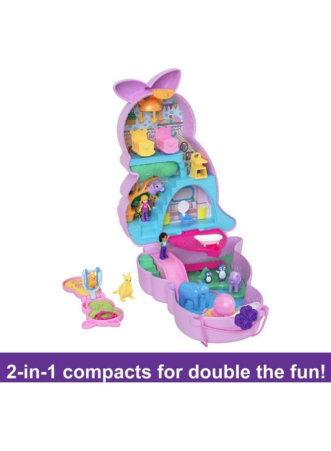 2 In 1 Travel Toy Playset Animal Toy With 2 Dolls & Accessories Mama & Joey Kangaroo Purse Large Compact