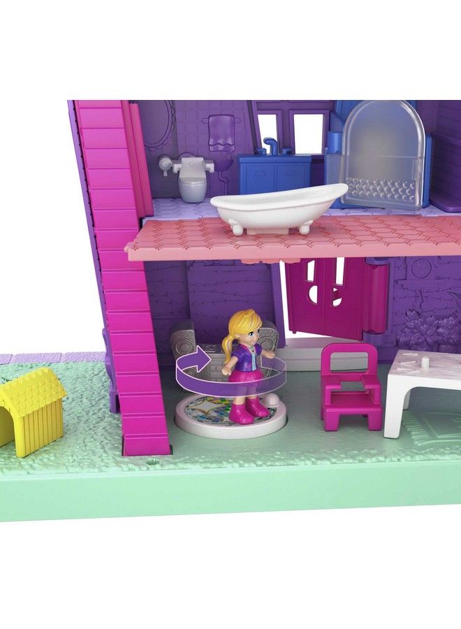 Doll House With Micro Doll Toy Bike & Furniture Accessories Transforming Pollyville Pocket House Playset