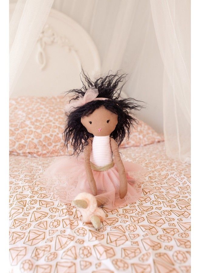 Pink Ballerina African American Designer Doll Soft & Cuddly Plush Doll Well Built Stuffed Doll For Child Or Toddler ;Use As Toy Or Room Decor Great Gift For Kids Or Collectors