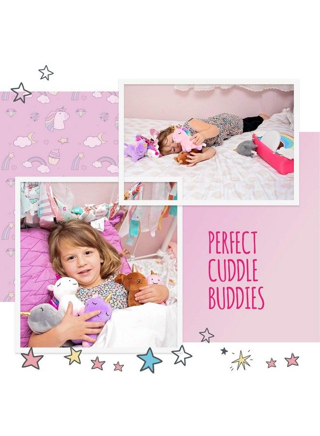 Wonder Products 5 Piece Unicorn Stuffed Animals Set With Plush Rainbow Bag ; Girls Ages 4 10