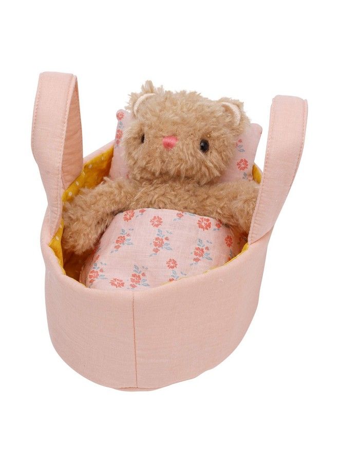 Moppettes Bea Bear Stuffed Animal Nurturing Playset With Bear Plush Toy Fabric Bassinet Blanket & Pillow