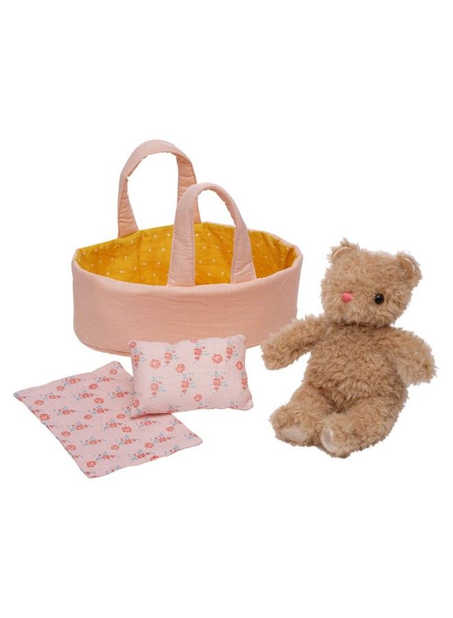 Moppettes Bea Bear Stuffed Animal Nurturing Playset With Bear Plush Toy Fabric Bassinet Blanket & Pillow