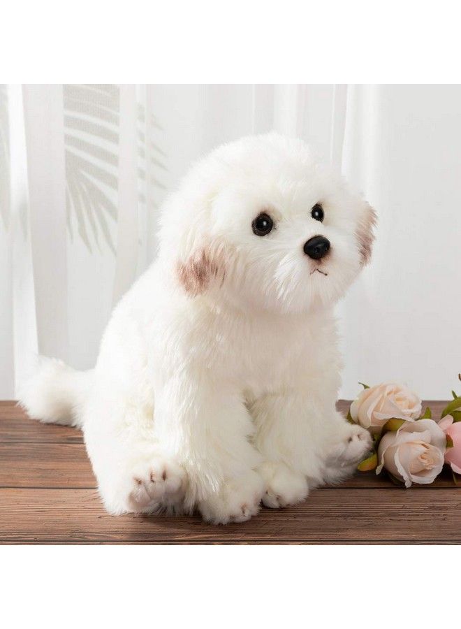 Bichon Frise Plush Puppy Stuffed Animal Realistic Dog Plush Toy Pet Gift For Kids 11 Inch