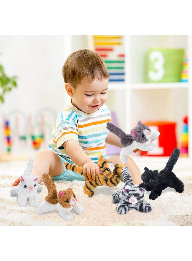 Plush Stuffed Toy Cat Set Set Of 6 Stuffed Toys For Kids 6 Inches Long Bright & Vibrant Colors Soft Toy Set For Babies Boys & Girls