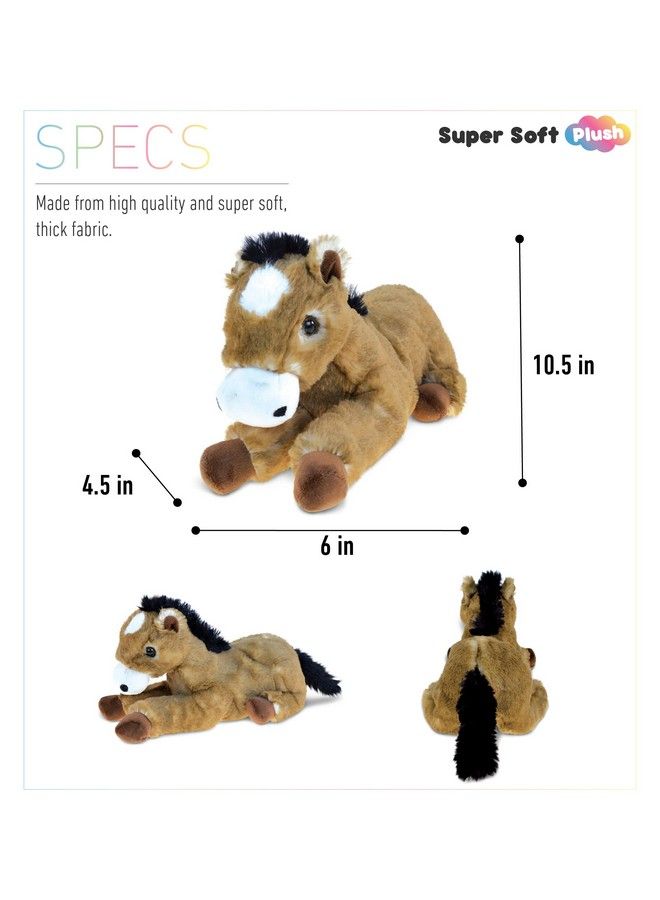 Dollibu Lying Brown Horse Super Soft Stuffed Animal Cute Realistic Stuffed Animals For Girls. Boys And Adults Animal Gifts Kids Nursery Décor Cuddly Barn Plush Toys 10.5 Inches