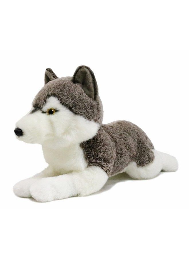 Lifelike Siberian Wolf Stuffed Animal Plush Toy 14 Inches Length (Lying)