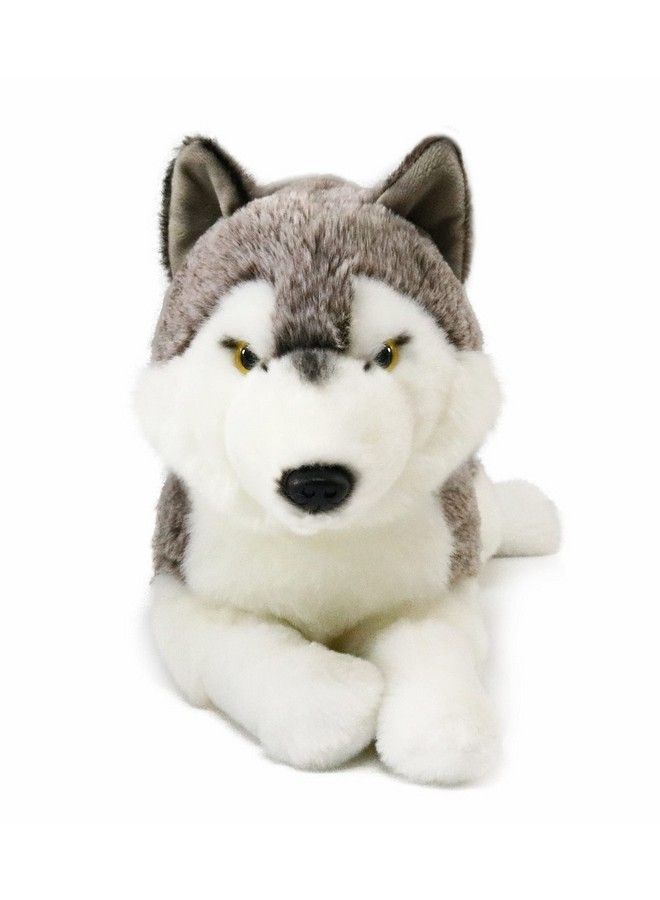 Lifelike Siberian Wolf Stuffed Animal Plush Toy 14 Inches Length (Lying)