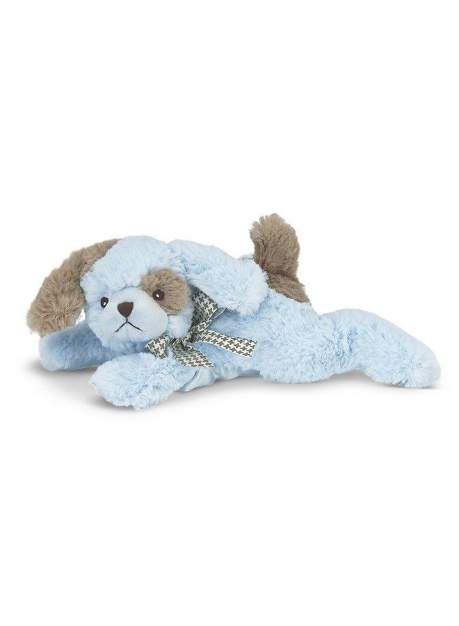 Bearington Baby Lil' Waggles Plush Stuffed Animal Blue Puppy With Rattle 8 Inches