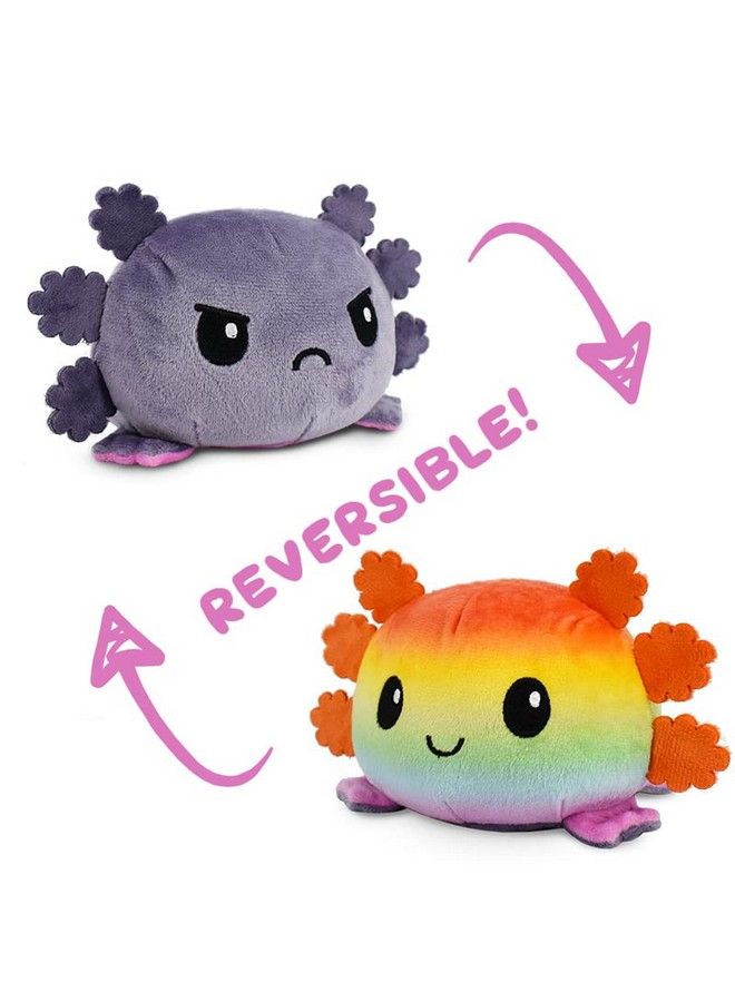 The Original Reversible Axolotl Plushie Gray + Rainbow Cute Sensory Fidget Stuffed Animals That Show Your Mood