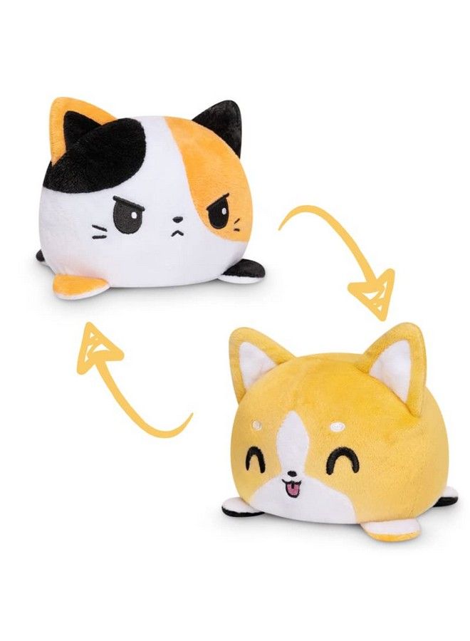 The Original Reversible Cat + Dog Plushie Corgi + Calico Cute Sensory Fidget Stuffed Animals That Show Your Mood