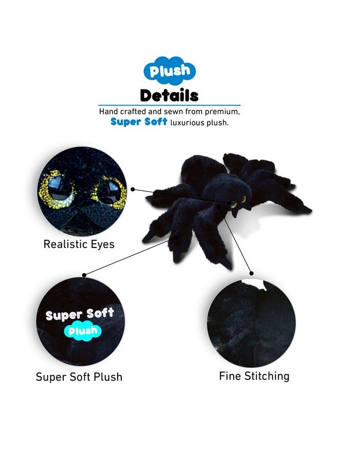 Dollibu Black Spider Super Soft Stuffed Animal Cute Realistic Stuffed Animals For Girls. Boys And Adults Animal Gifts Kids Spider Nursery Décor Cuddly Spider Plush Toys 8 Inches