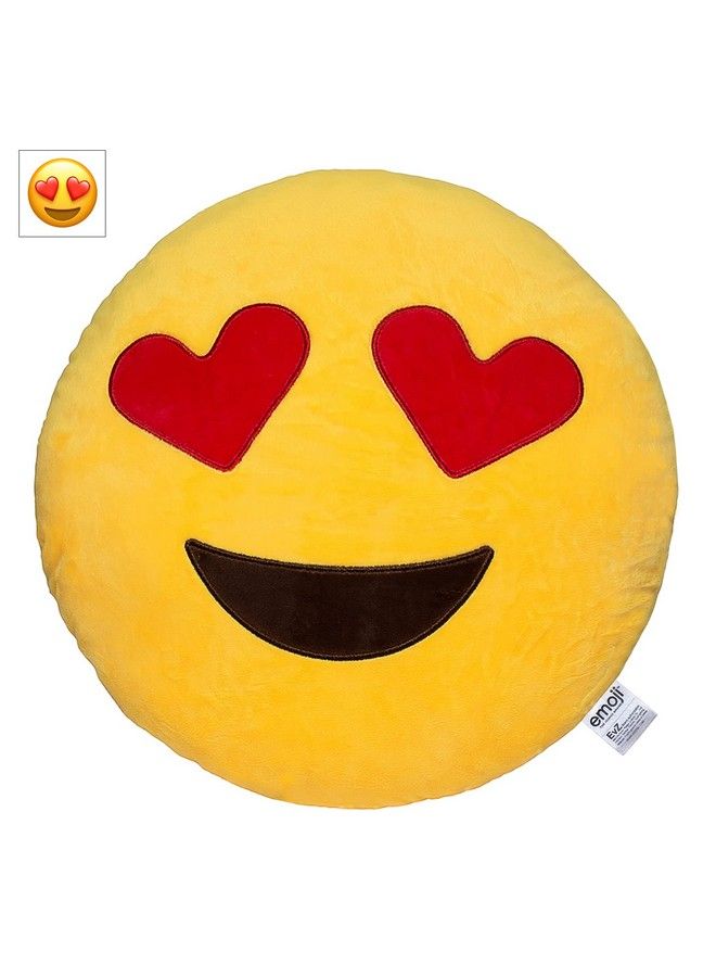 Emoji Heart Eyes Face Emoticon Cushion Stuffed Plush Soft Pillow Official Certified 32Cm Yellow