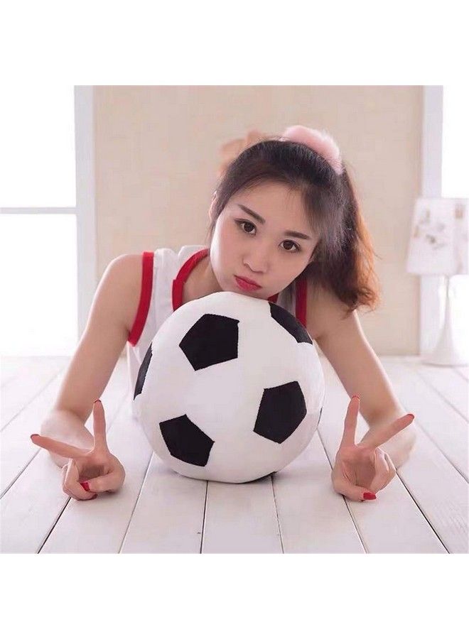 Fluffy Stuffed Toy Soccer Ball Plush Pillow Soft Durable Stuff Soccerball Gift For Kids Boy Baby (Black White 7.8Inch/20Cm)